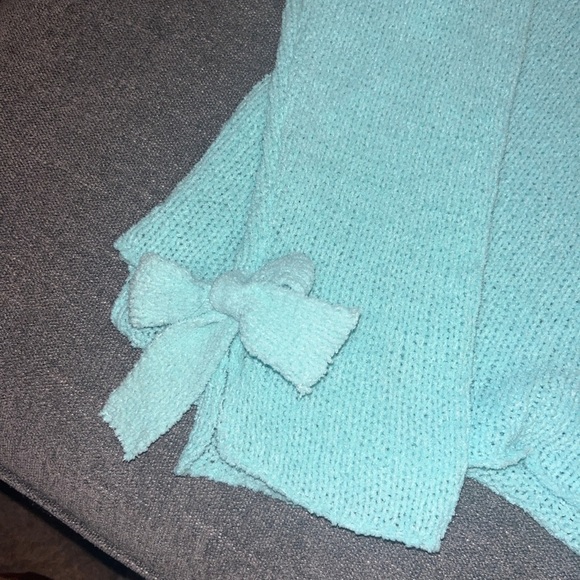 Coco + Jaimeson Aqua Knit Sweater XL Bow Sleeve Lightweight Pullover Cozy - Picture 3 of 5